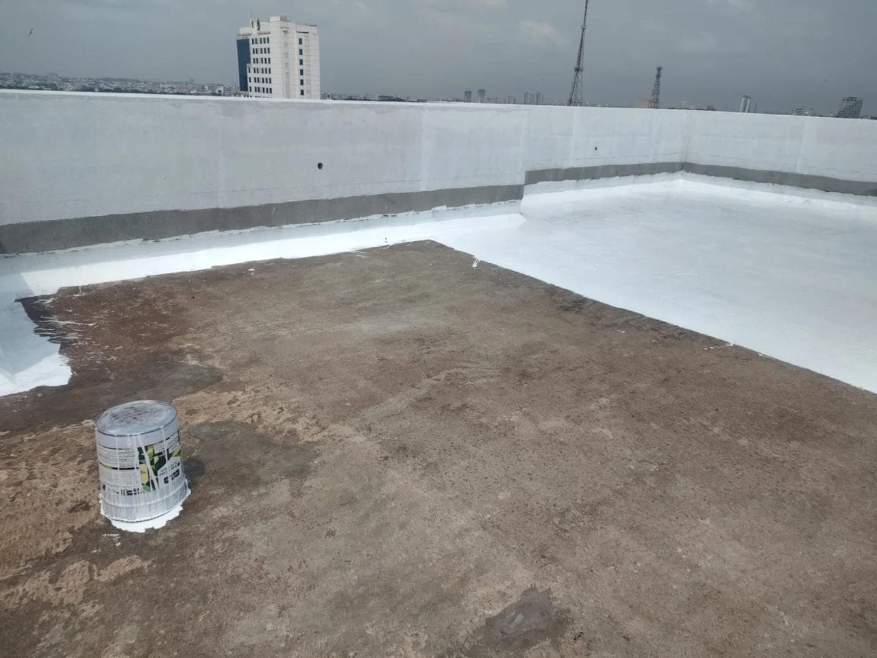 Terrace waterproofing in progress