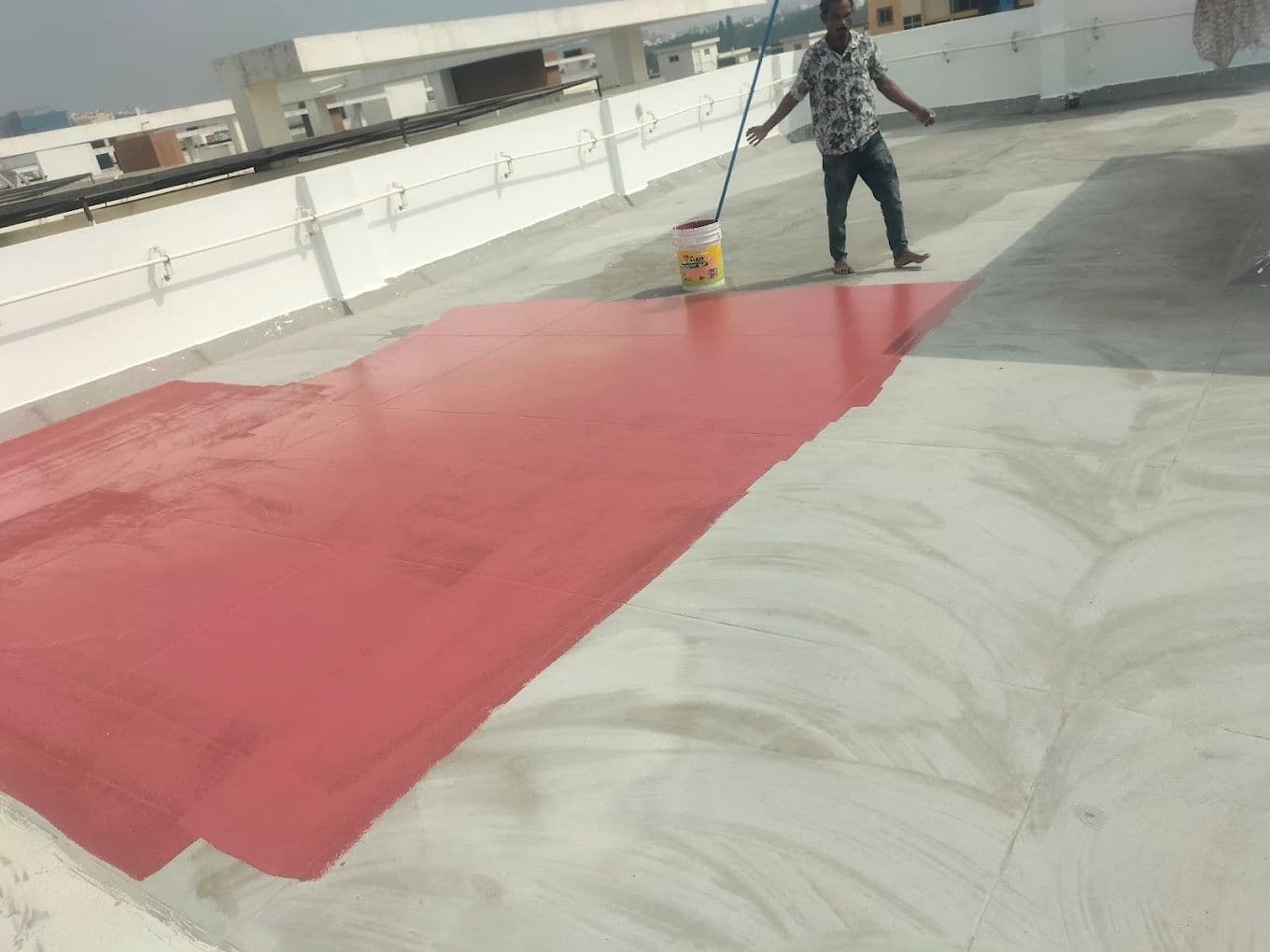 Terrace coating application in progress